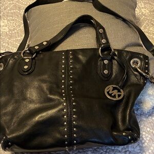 Michael Kors Black Studded Shoulder Bag MK Astor studded bag